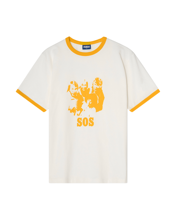 ABBA ‘SOS’ Ringer T-shirt (Off-White/Yellow) Ringer T-Shirt 449116