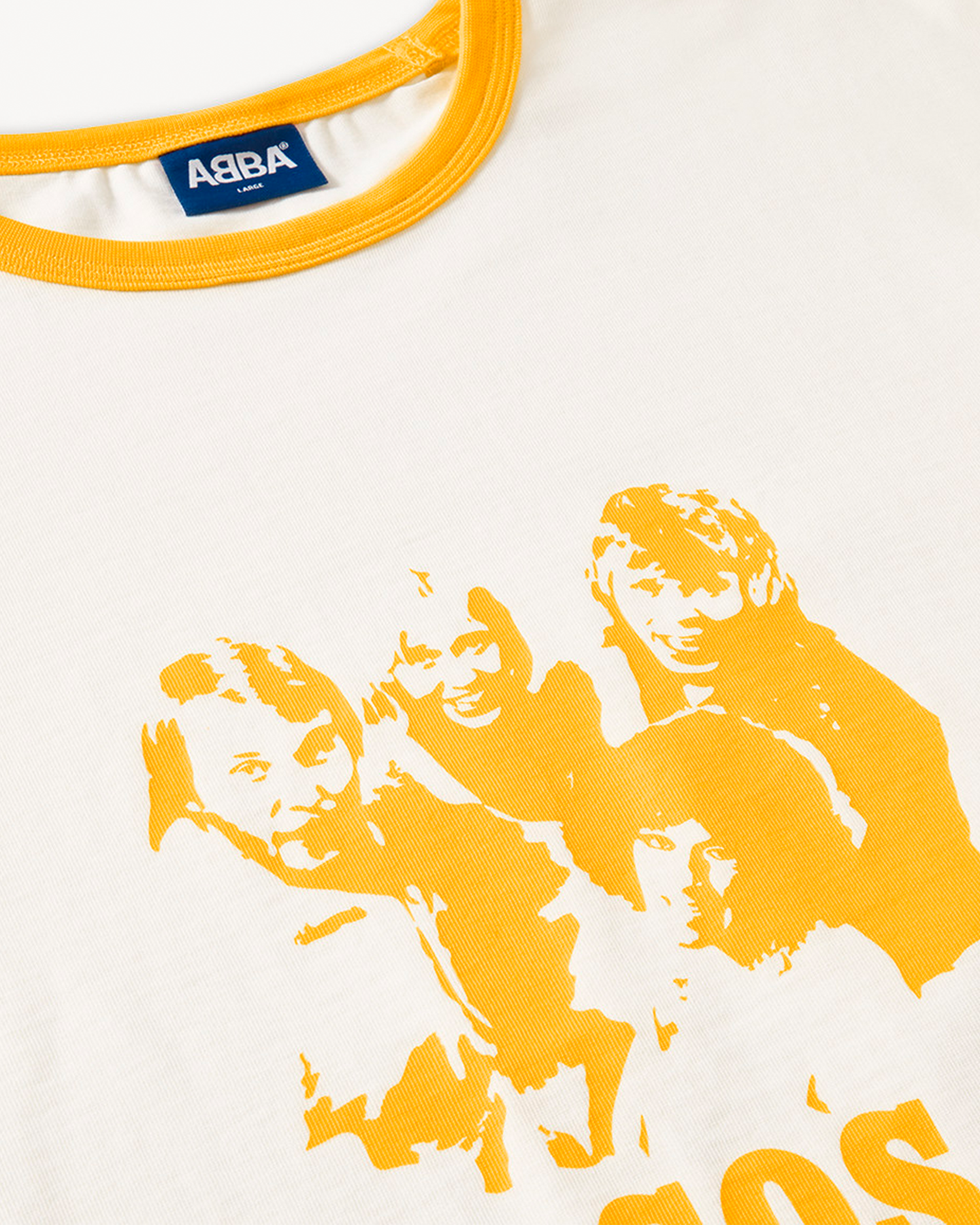 ABBA ‘SOS’ Ringer T-shirt (Off-White/Yellow) Ringer T-Shirt 449120